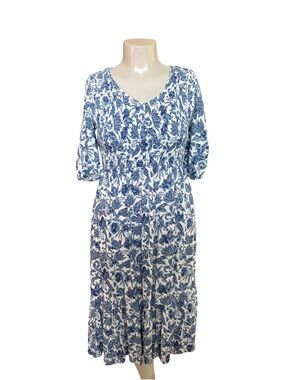 Angels Blue and White Floral Midi Dress